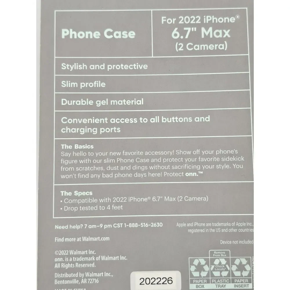 onn. iPhone Phone Case 2022 6.7
